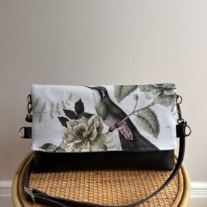 Hummingbird Fold Over Bag - Black