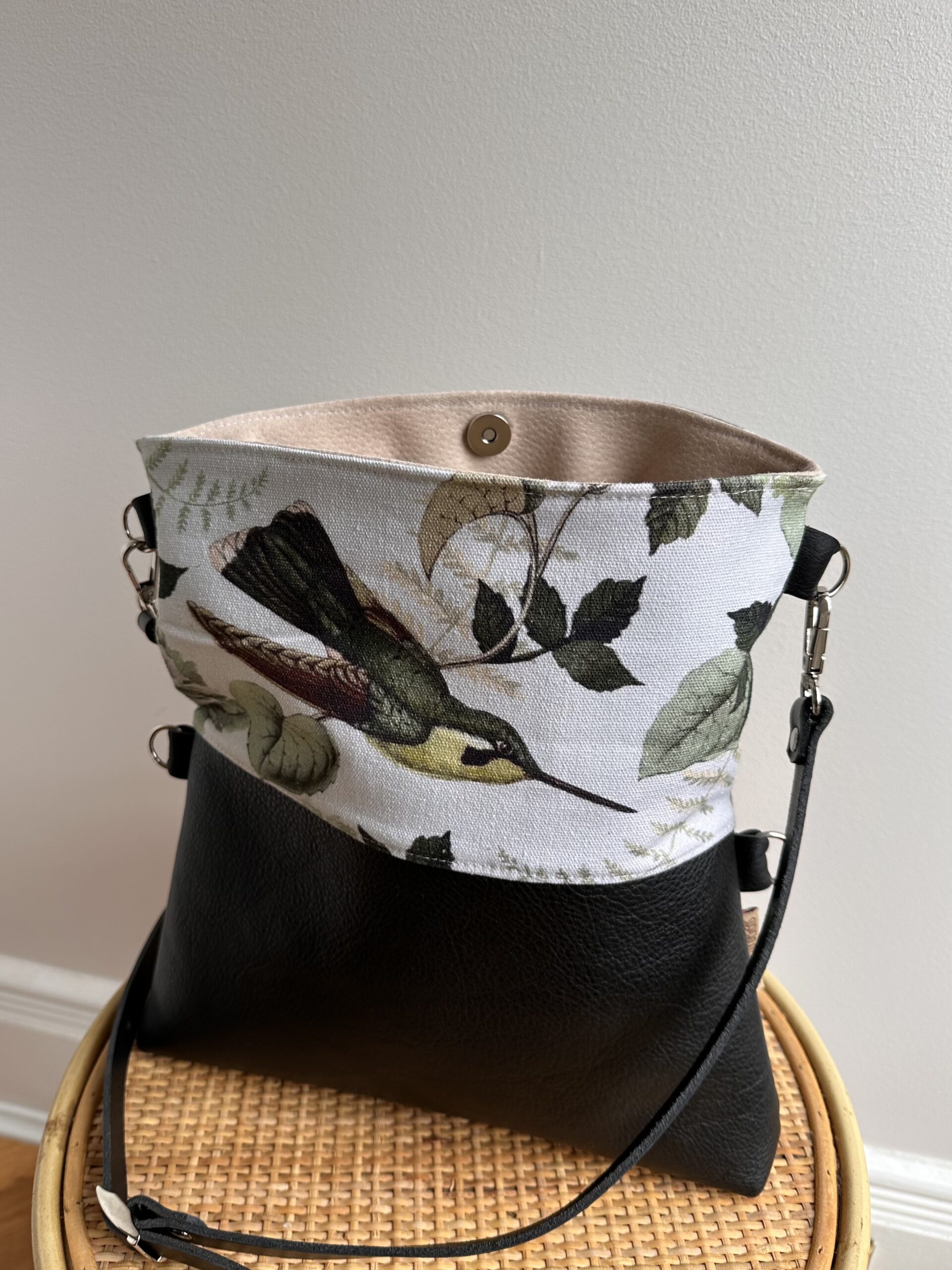 Hummingbird Fold Over Bag - Black - Image 3